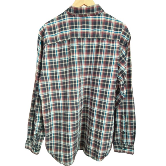 Columbia Large Men’s Long Sleeve Button Down Shirt Plaid Gray Blue Red - Picture 2 of 4